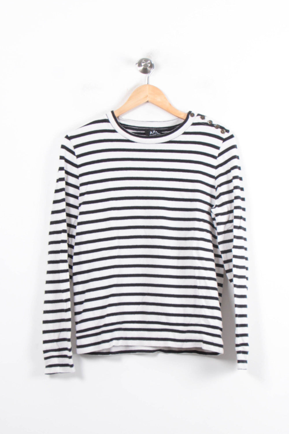 Marinière Blanche et Noire - Taille L/40 de la marque A.P.C. | PARAD79063 - Vendu par Paradigme - Image 2