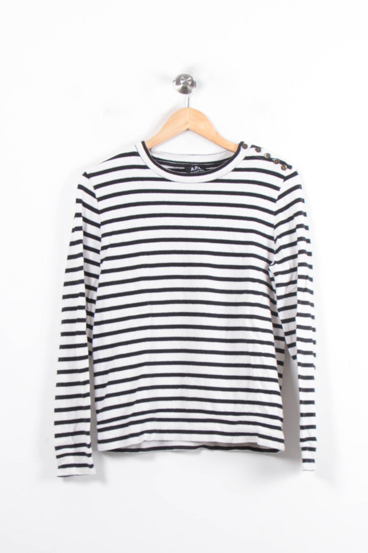 Marinière Blanche et Noire - Taille L/40 de la marque A.P.C. | PARAD79063 - Vendu par Paradigme - Image 2