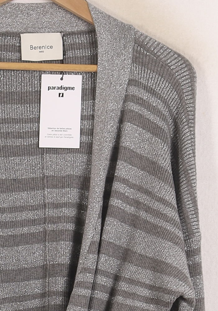 Cardigan Gris Rayé - Taille S/36 de la marque Bérénice | PARAD79093 - Vendu par Paradigme - Image 3