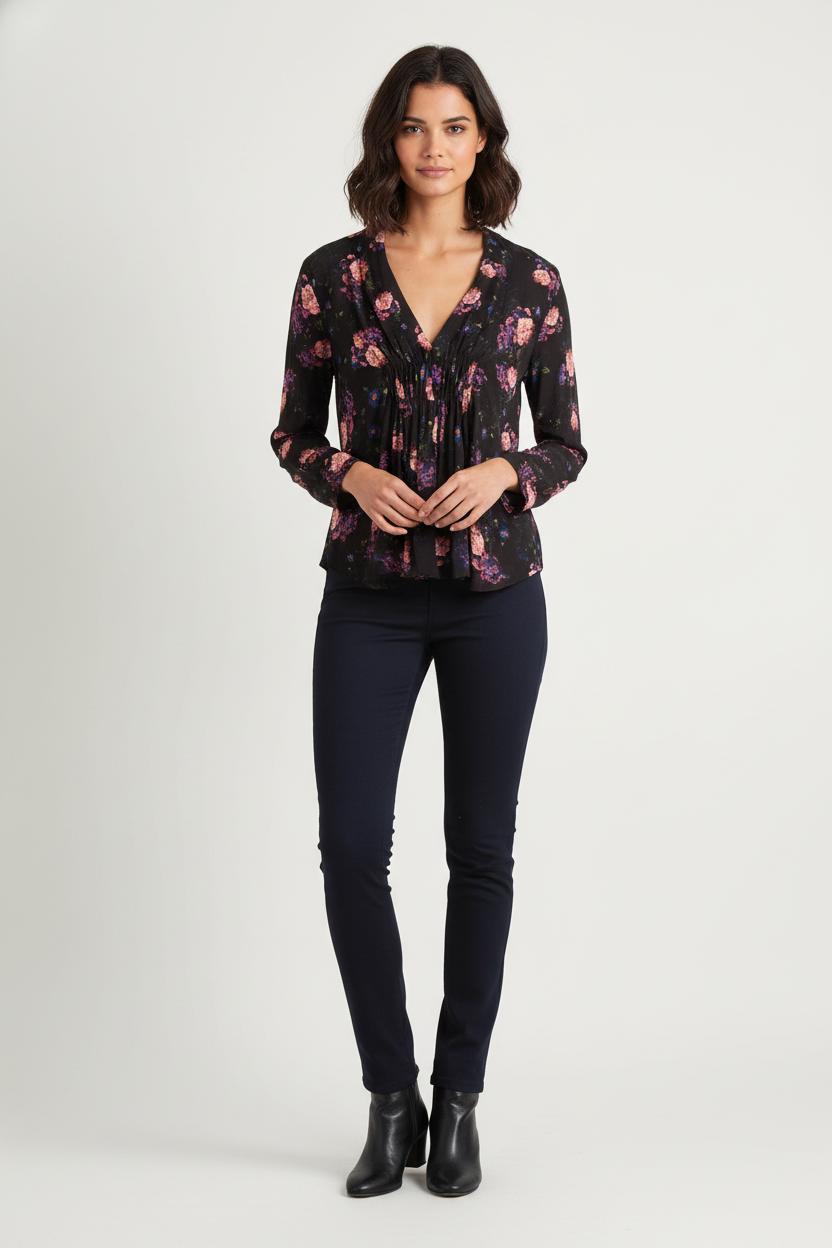 Blouse Fleurie Noire et Rose - Taille S/36 de la marque IRO | PARAD79099 - Vendu par Paradigme - Image 1