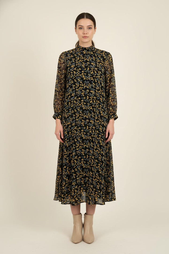 Robe Longue Noire et Jaune - Taille XXS/32 de la marque Ganni | PARAD80011 - Vendu par Paradigme - Image 1