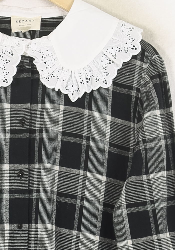 Chemise à Carreaux Noire et Blanche - Taille XXL/44 de la marque Sézane | PARAD80020 - Vendu par Paradigme - Image 3