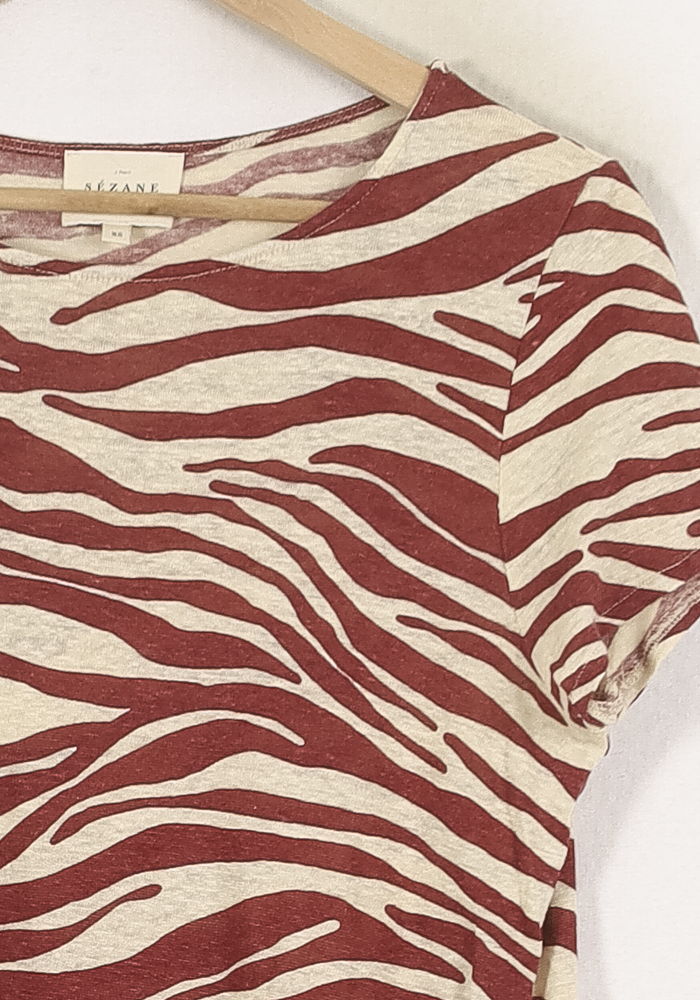 Tee-shirt Beige et Rouge - Taille XS/34 de la marque Sézane | PARAD80033 - Vendu par Paradigme - Image 3