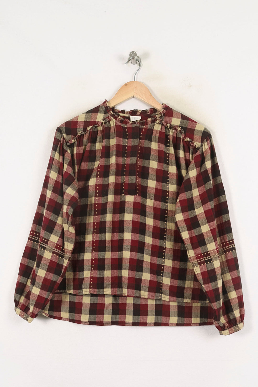 Blouse Carreaux Bordeaux et Beige - Taille XS/34 de la marque Ekyog | PARAD80034 - Vendu par Paradigme - Image 2