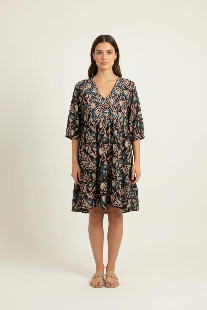 Robe Courte Marron et Beige - Taille S/36 de la marque Maison 123 | PARAD80047 - Vendu par Paradigme - Image 1