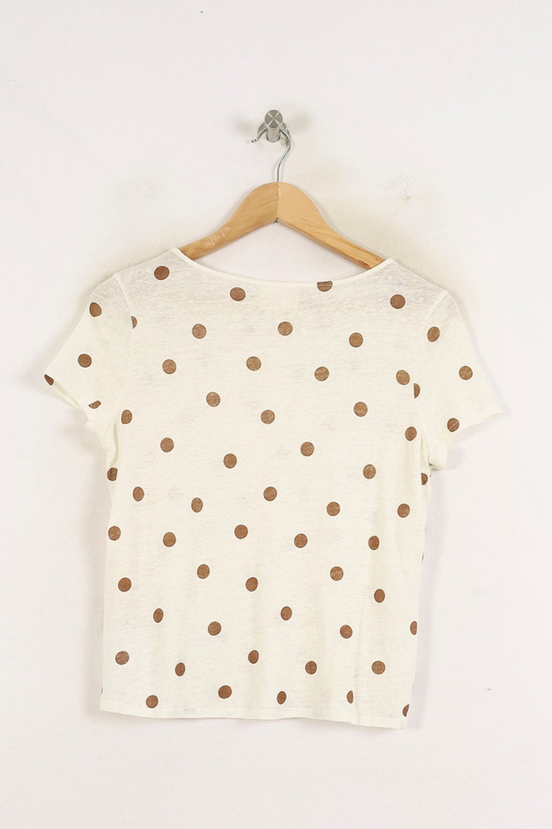 Tee-shirt Blanc à Pois Marron - Taille XS/34 de la marque Sézane | PARAD80065 - Vendu par Paradigme - Image 4