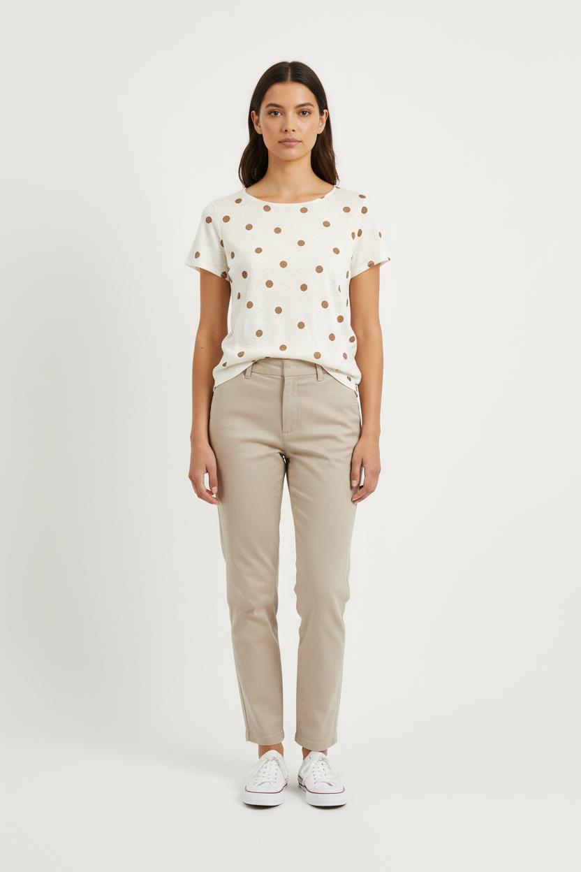 Tee-shirt Blanc à Pois Marron - Taille XS/34 de la marque Sézane | PARAD80065 - Vendu par Paradigme - Image 1