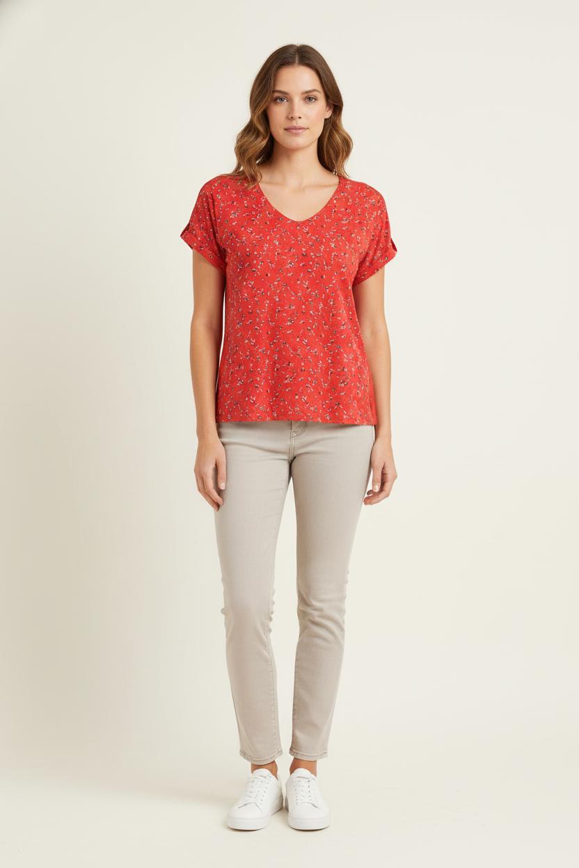 Tee-shirt Rouge - Taille M/38 de la marque Caroll | PARAD80149 - Vendu par Paradigme - Image 1
