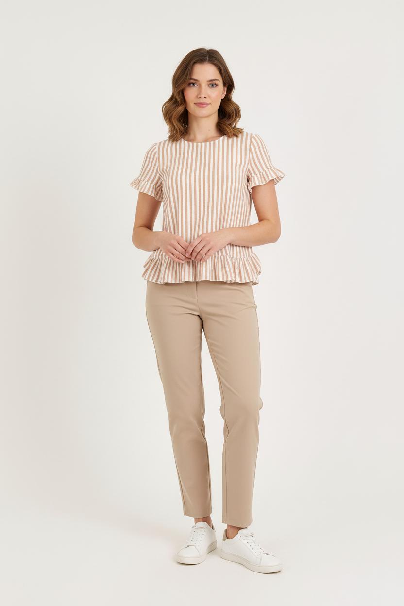 Blouse Rayée Beige et Blanche - Taille S/36 de la marque Sézane | PARAD80173 - Vendu par Paradigme - Image 1
