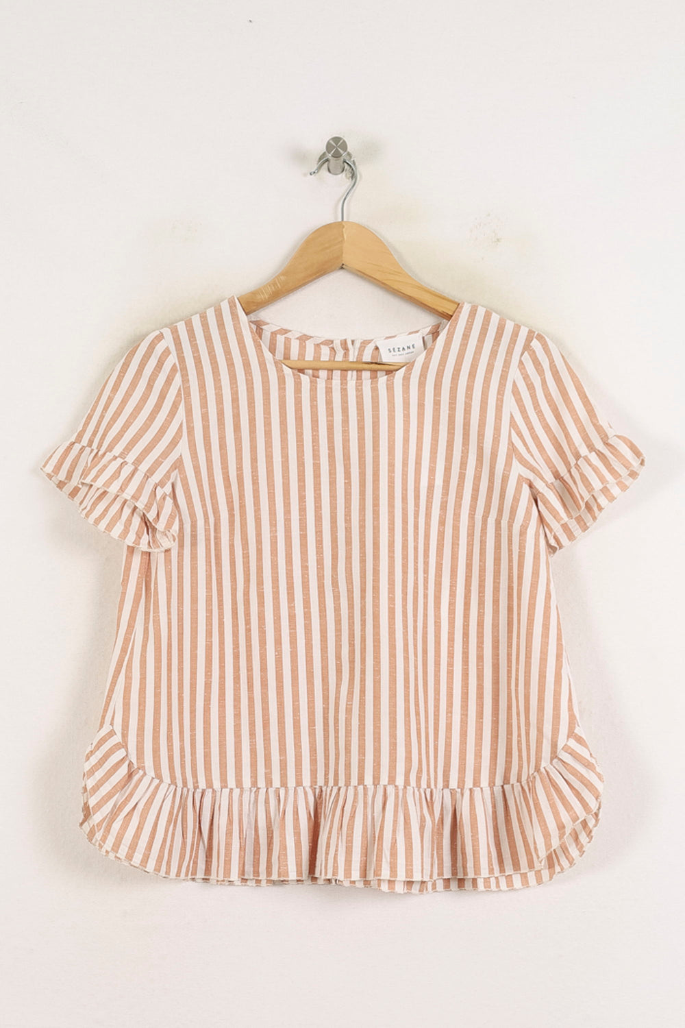 Blouse Rayée Beige et Blanche - Taille S/36 de la marque Sézane | PARAD80173 - Vendu par Paradigme - Image 2