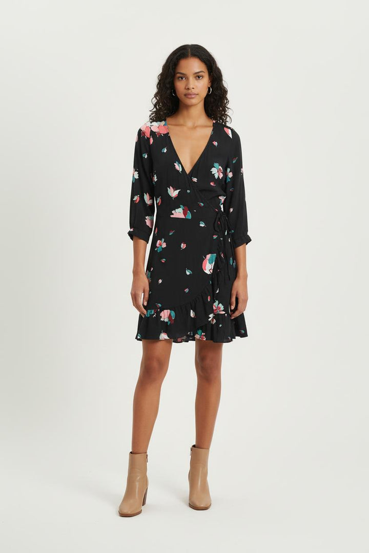 Robe Portefeuille Noire et Multicolore - Taille M/38 de la marque Sézane | PARAD80176 - Vendu par Paradigme - Image 1