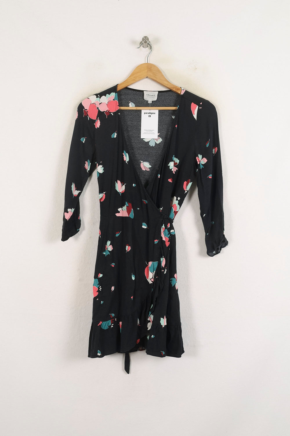 Robe Portefeuille Noire et Multicolore - Taille M/38 de la marque Sézane | PARAD80176 - Vendu par Paradigme - Image 2