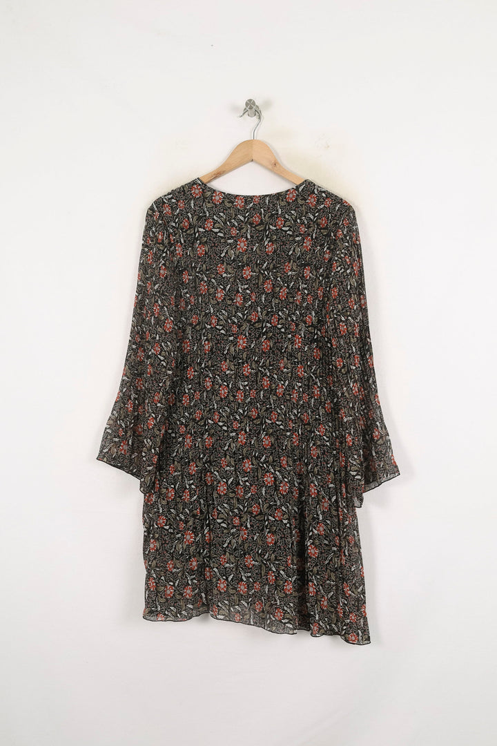 Robe Fleurie Noire et Rouge - Taille L/40 de la marque La Fée Maraboutée | PARAD80183 - Vendu par Paradigme - Image 4