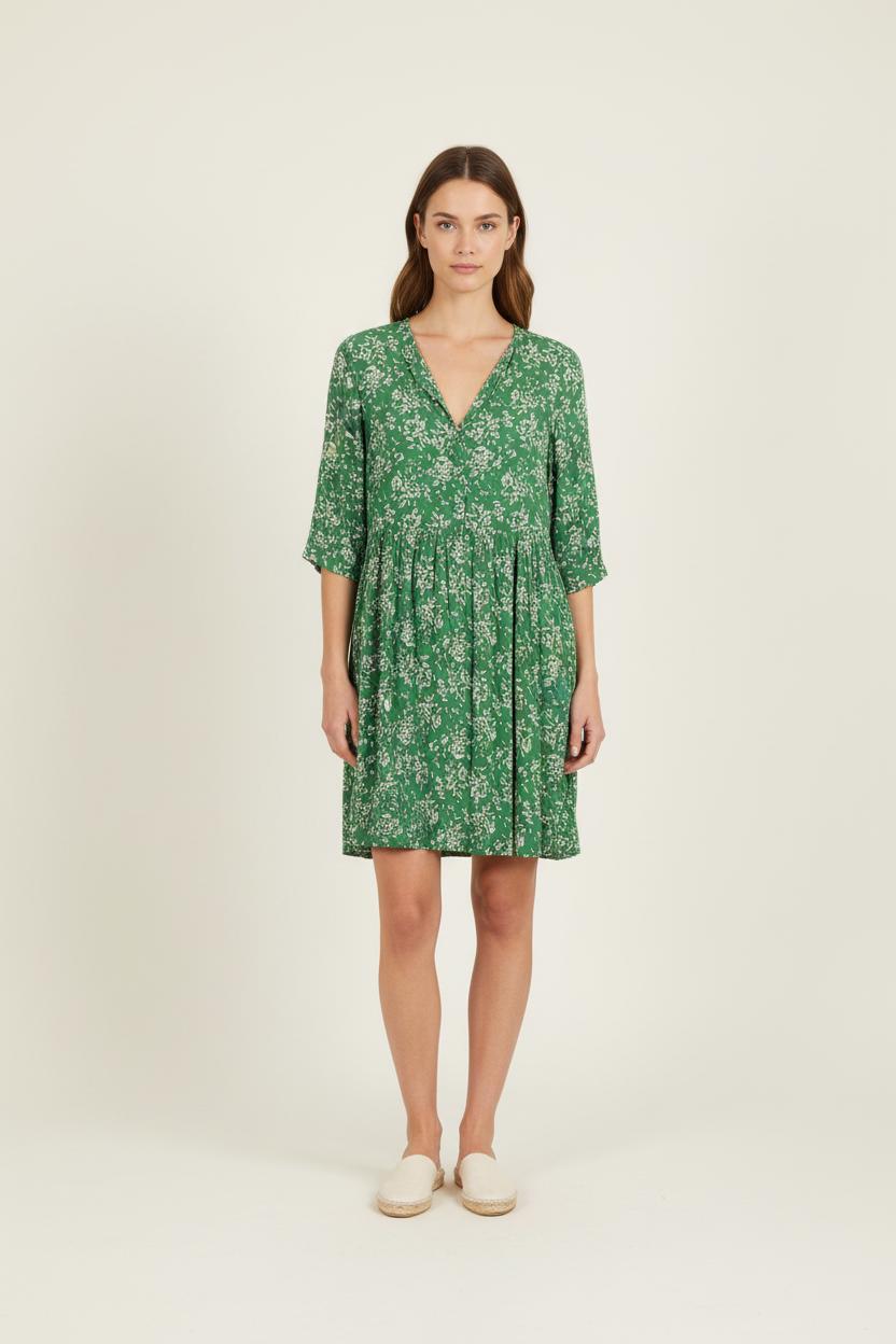 Robe Fleurie Verte et Blanche - Taille S/36 de la marque ba&sh | PARAD80204 - Vendu par Paradigme - Image 1