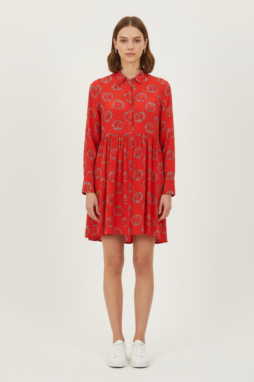 Robe Chemise Rouge - Taille S/36 de la marque Sandro | PARAD80272 - Vendu par Paradigme - Image 1