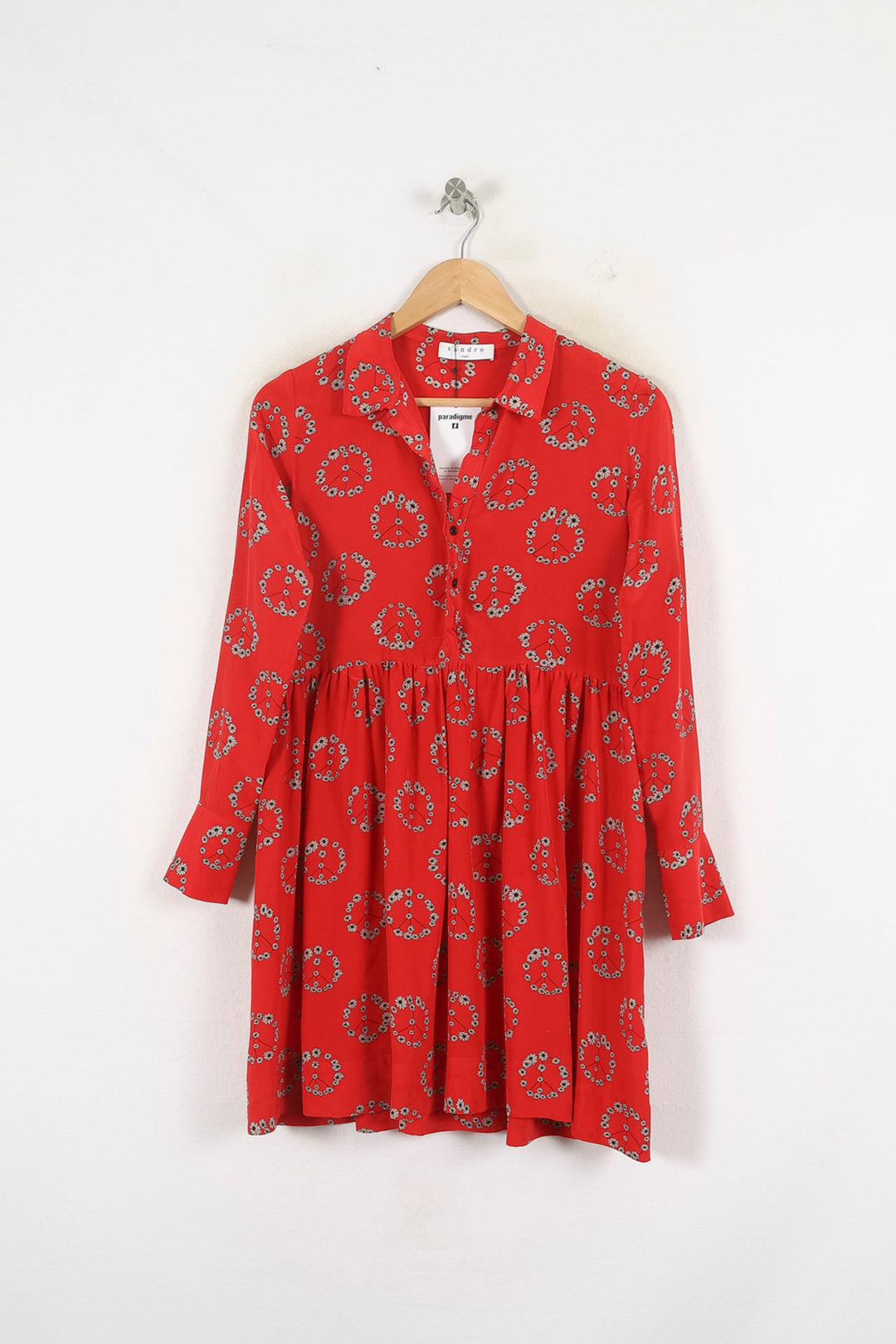 Robe Chemise Rouge - Taille S/36 de la marque Sandro | PARAD80272 - Vendu par Paradigme - Image 2