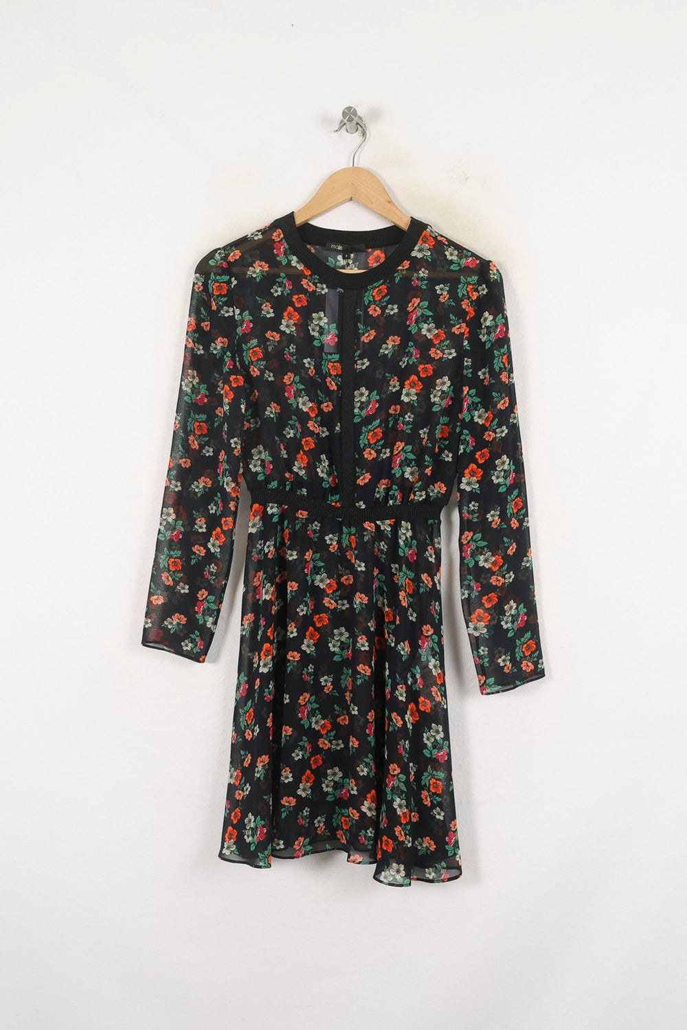 Robe Courte Noire à Fleurs - Taille M/38 de la marque Maje | PARAD80273 - Vendu par Paradigme - Image 2