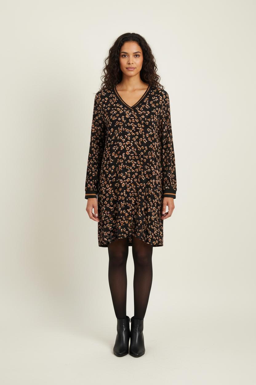 Robe Imprimée Marron et Noir - Taille M/38 de la marque La Fée Maraboutée | PARAD80274 - Vendu par Paradigme - Image 1