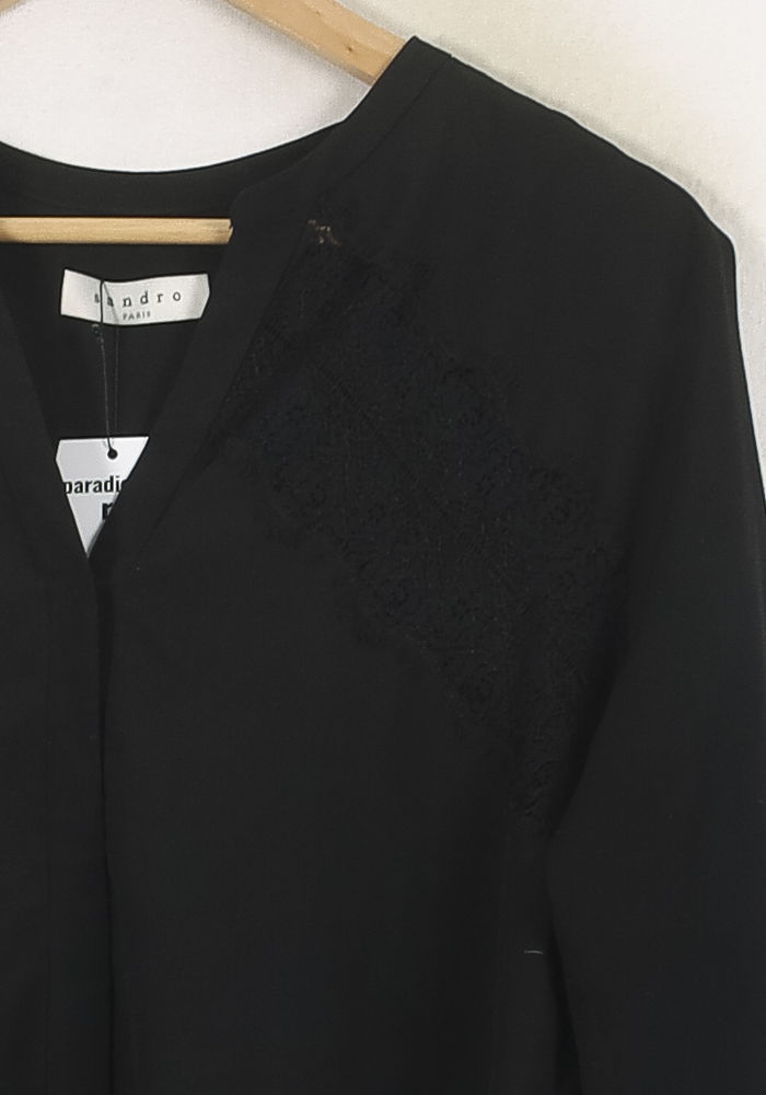 Blouse Noire - Taille M/38 de la marque Sandro | PARAD80283 - Vendu par Paradigme - Image 3