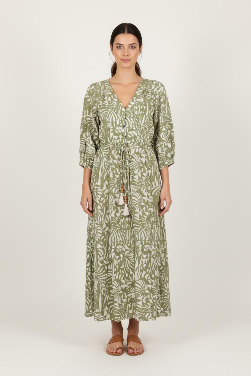 Robe Longue Verte et Blanche - Taille XS/34 de la marque Suncoo | PARAD80312 - Vendu par Paradigme - Image 1