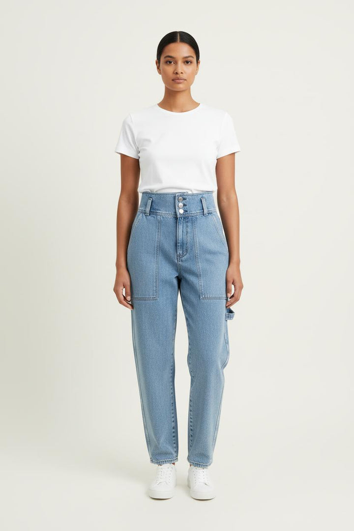 Jean Taille Haute Bleu - Taille S/36 de la marque Claudie Pierlot | PARAD80366 - Vendu par Paradigme - Image 1