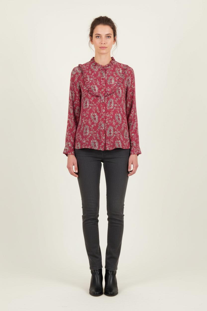 Blouse Bordeaux et Beige - Taille M/38 de la marque The Kooples | PARAD80379 - Vendu par Paradigme - Image 1