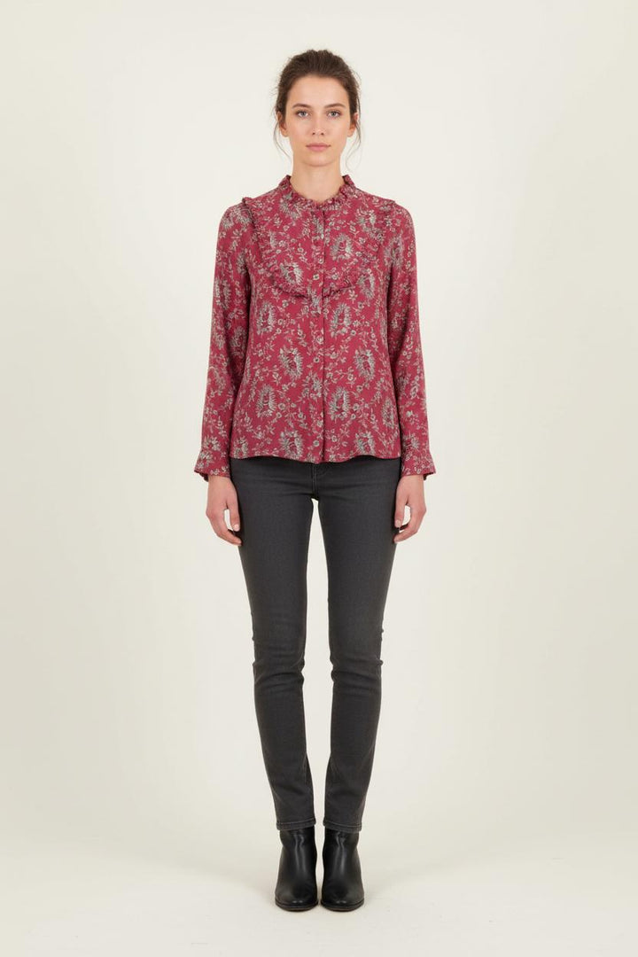 Blouse Bordeaux et Beige - Taille M/38 de la marque The Kooples | PARAD80379 - Vendu par Paradigme - Image 1