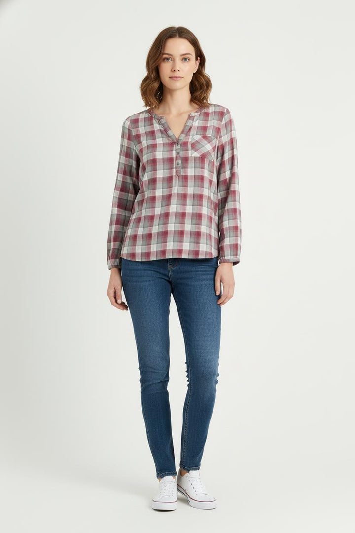 Chemise À Carreaux Rouge et Grise - Taille M/38 de la marque Maison 123 | PARAD80434 - Vendu par Paradigme - Image 1