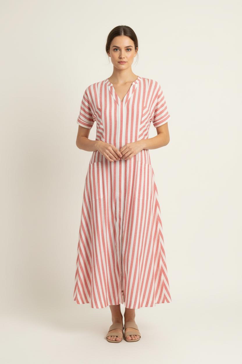 Robe Midi Rouge et Blanche - Taille L/40 de la marque Caroll | PARAD80443 - Vendu par Paradigme - Image 1