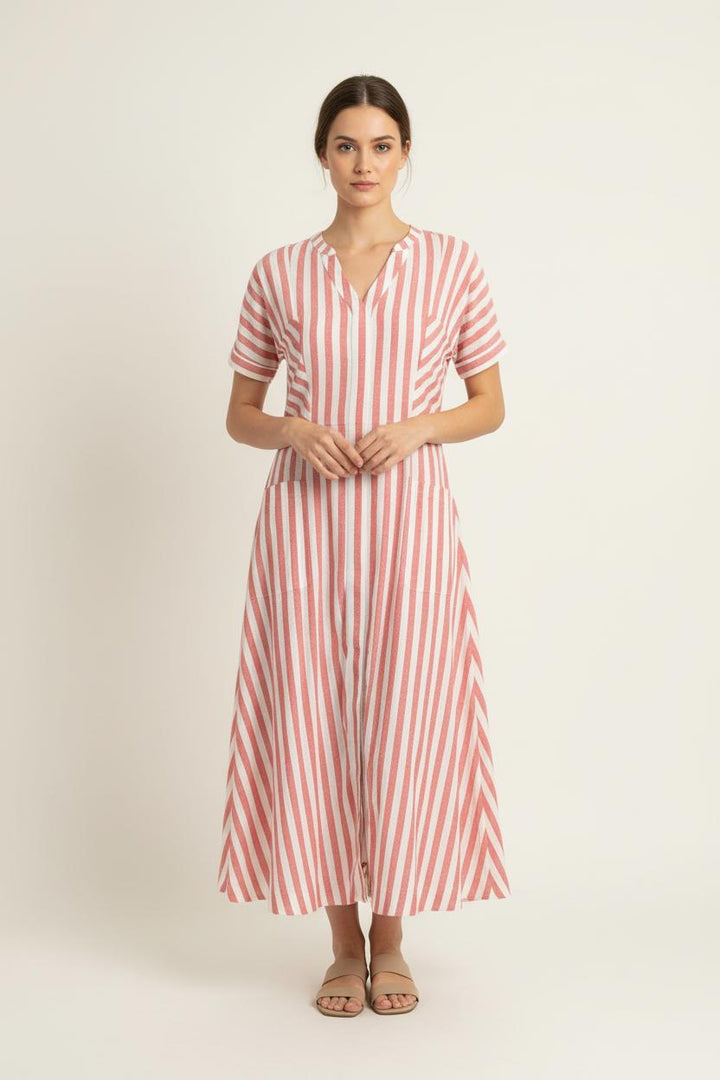 Robe Midi Rouge et Blanche - Taille L/40 de la marque Caroll | PARAD80443 - Vendu par Paradigme - Image 1