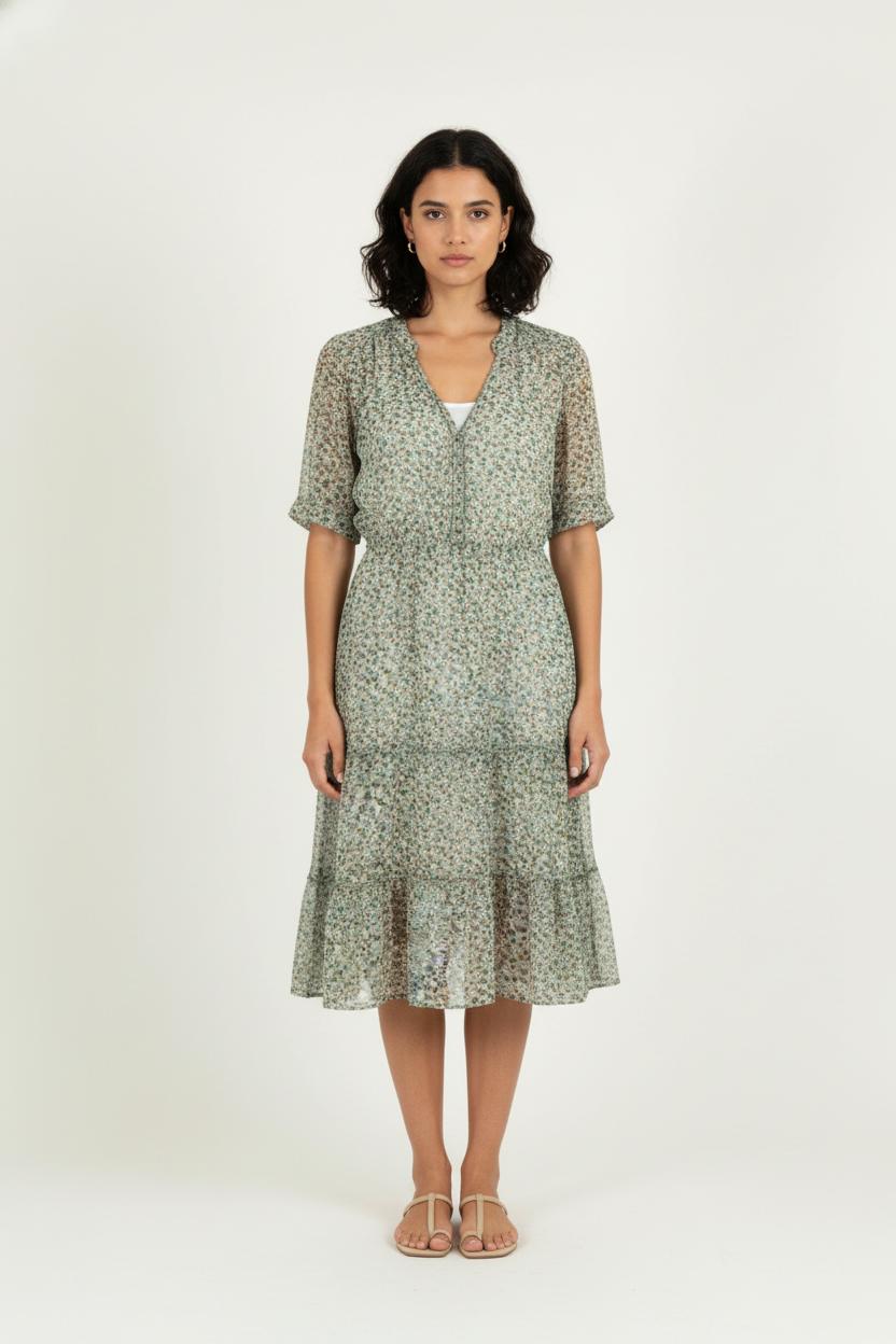 Robe Fleurie Verte - Taille M/38 de la marque Gerard Darel | PARAD80447 - Vendu par Paradigme - Image 1