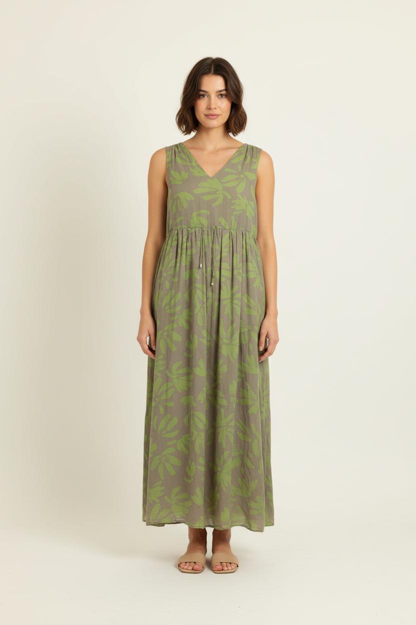 Robe Longue Grise et Verte - Taille S/36 de la marque Sud express | PARAD80454 - Vendu par Paradigme - Image 1