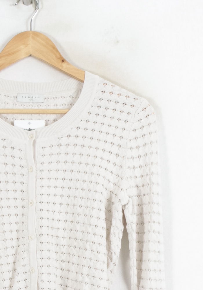 Cardigan Blanc - Taille L/40 de la marque Sandro | PARAD80494 - Vendu par Paradigme - Image 3