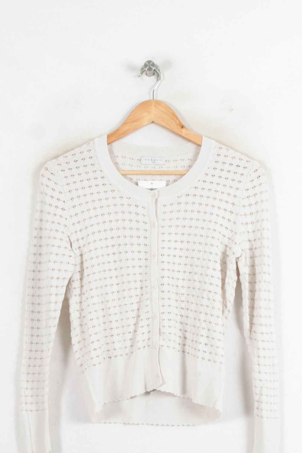 Cardigan Blanc - Taille L/40 de la marque Sandro | PARAD80494 - Vendu par Paradigme - Image 2