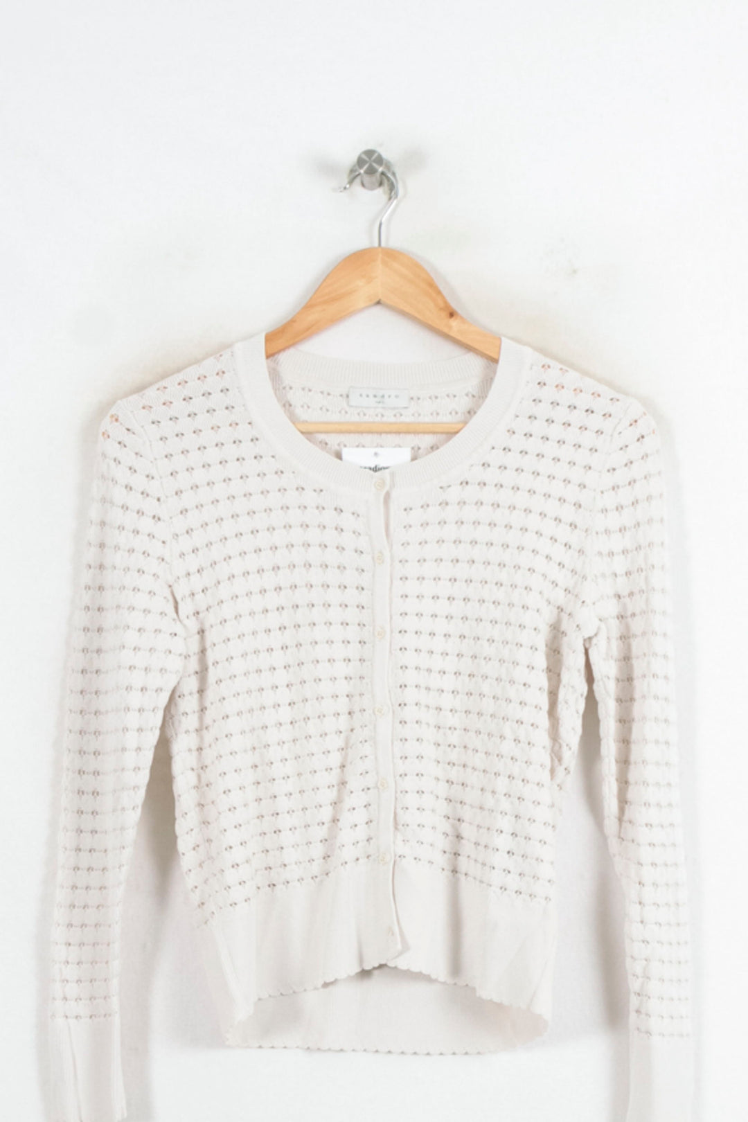 Cardigan Blanc - Taille L/40 de la marque Sandro | PARAD80494 - Vendu par Paradigme - Image 2