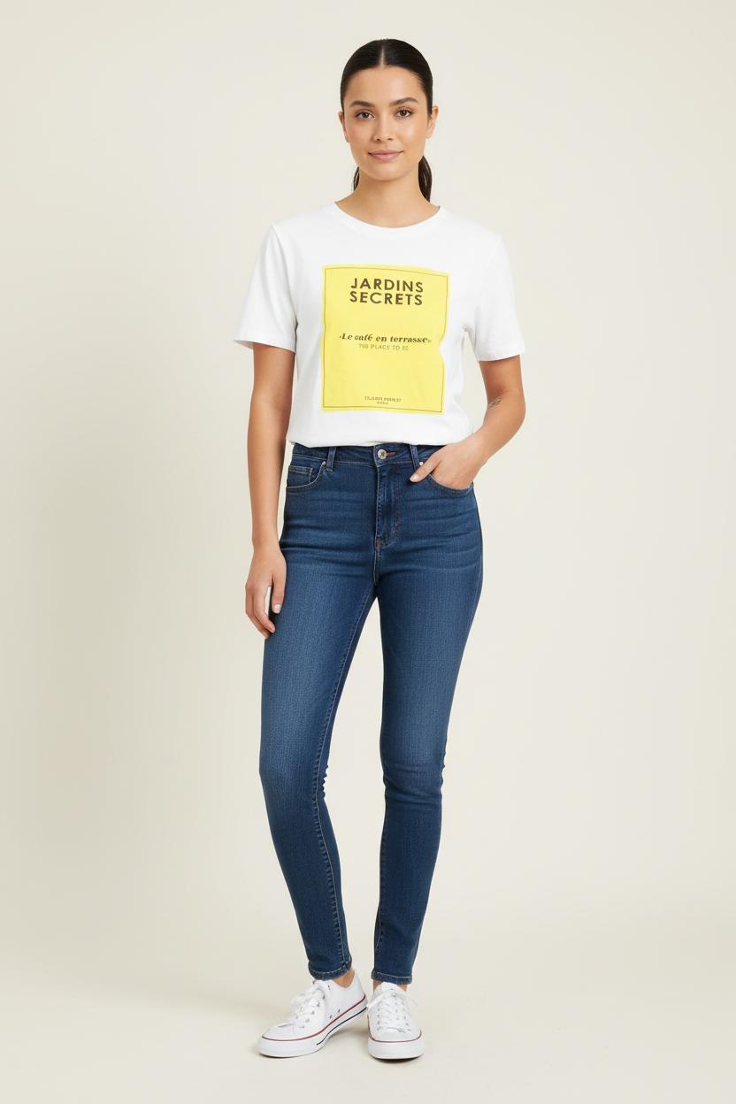 Tee-shirt Blanc et Jaune - Taille L/40 de la marque Claudie Pierlot | PARAD80503 - Vendu par Paradigme - Image 1