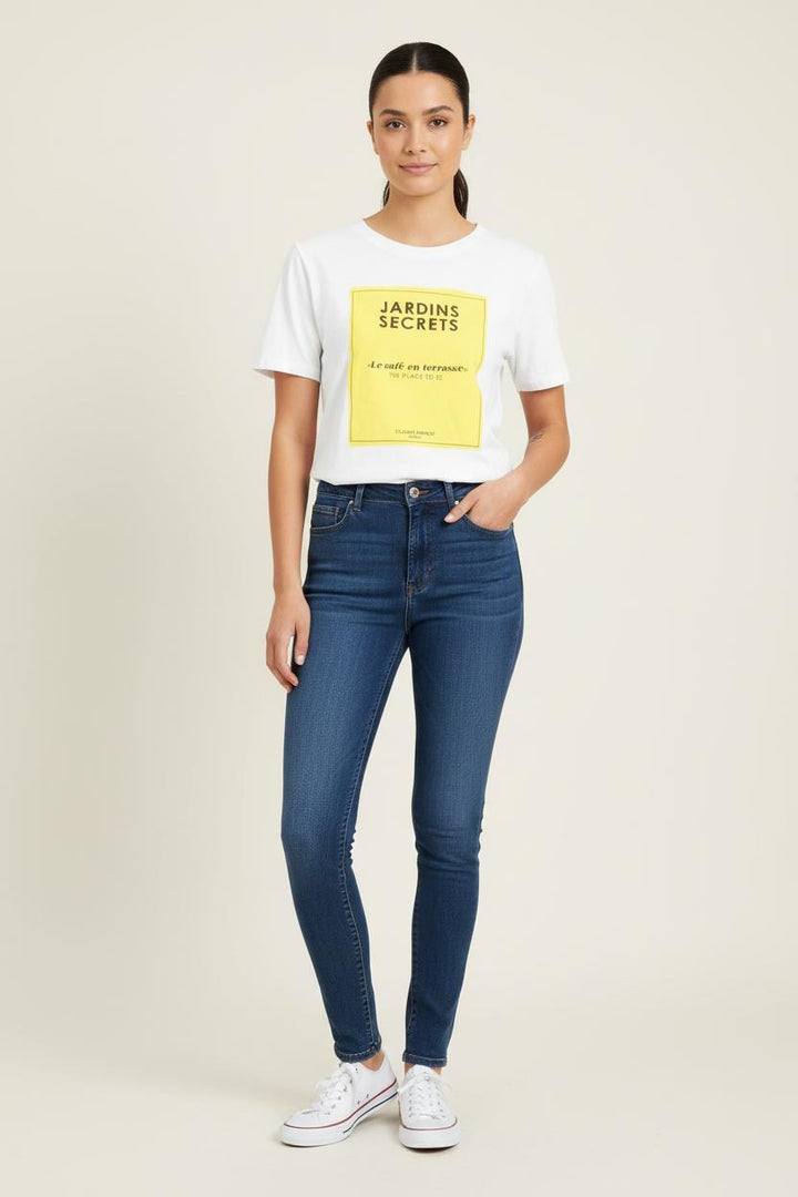 Tee-shirt Blanc et Jaune - Taille L/40 de la marque Claudie Pierlot | PARAD80503 - Vendu par Paradigme - Image 1