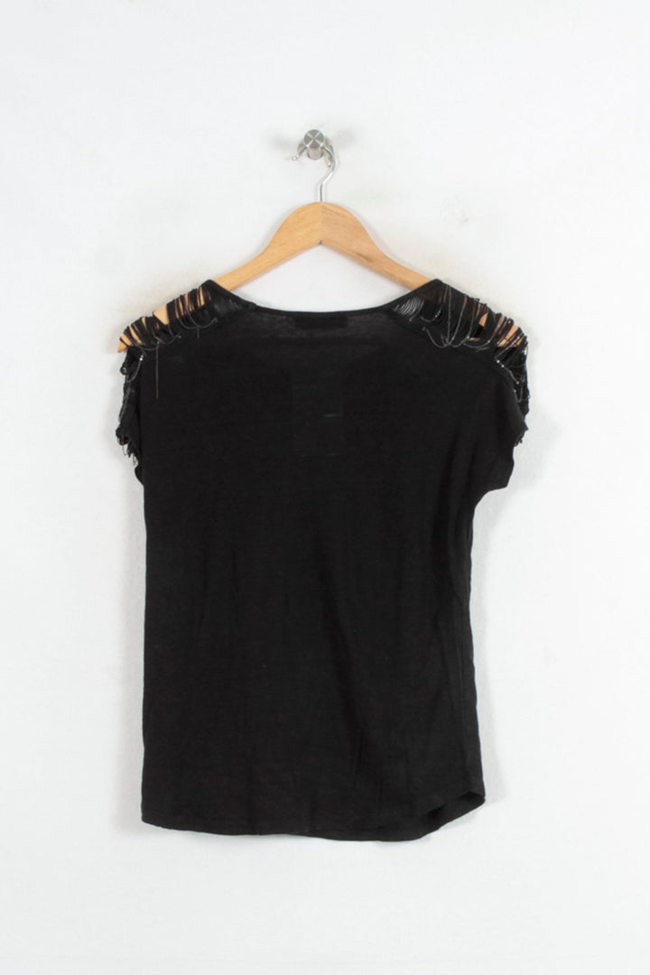 T-shirt Noir - Taille S/36 de la marque Sandro | PARAD80514 - Vendu par Paradigme - Image 4