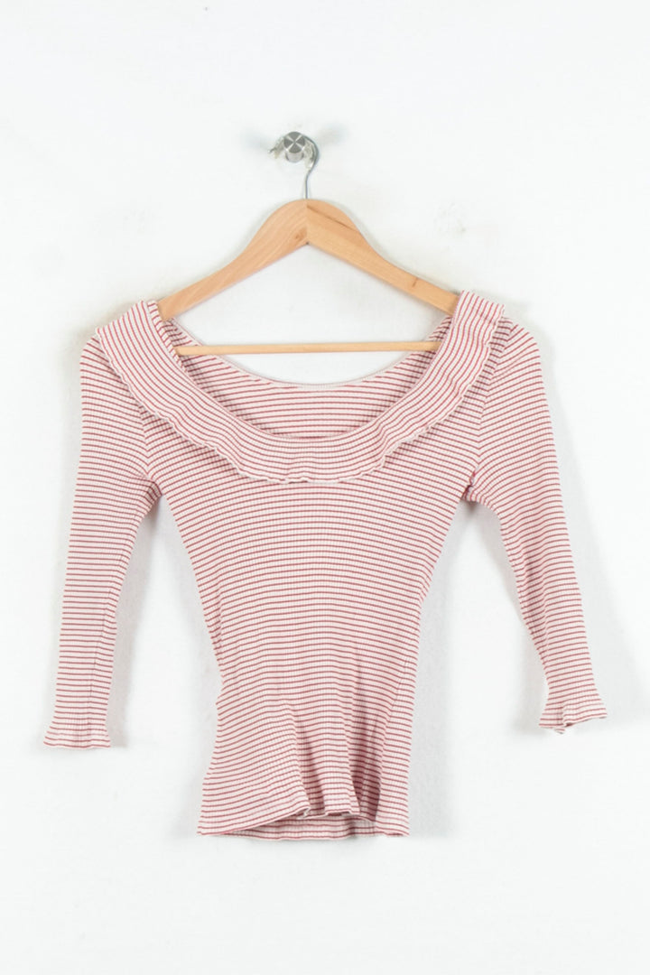 Pull Rayé Blanc et Rouge - Taille S/36 de la marque Claudie Pierlot | PARAD80564 - Vendu par Paradigme - Image 4