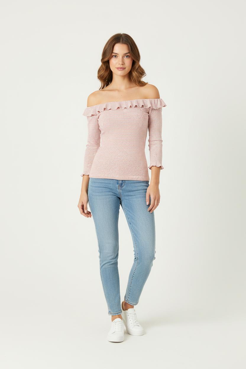 Pull Rayé Blanc et Rouge - Taille S/36 de la marque Claudie Pierlot | PARAD80564 - Vendu par Paradigme - Image 1