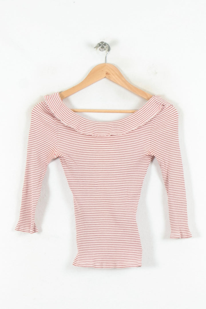 Pull Rayé Blanc et Rouge - Taille S/36 de la marque Claudie Pierlot | PARAD80564 - Vendu par Paradigme - Image 2