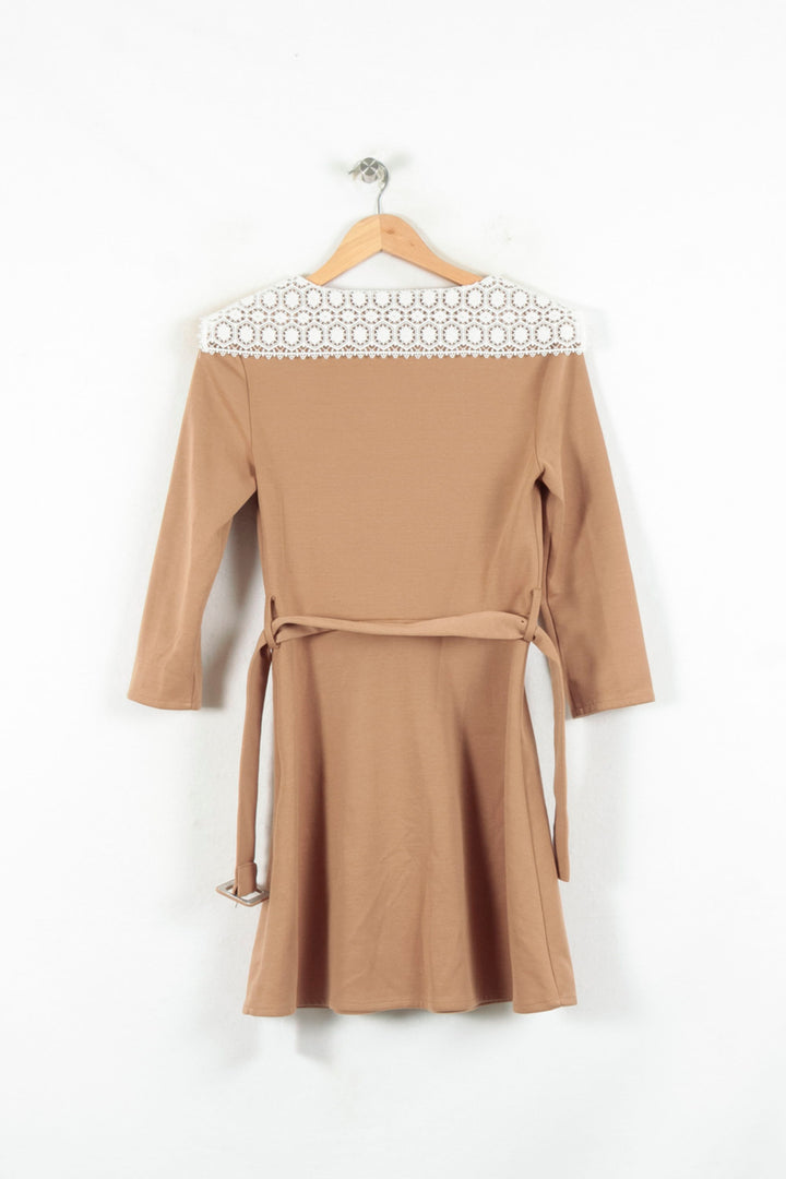 Robe Courte Beige et Blanche - Taille S/36 de la marque Claudie Pierlot | PARAD80572 - Vendu par Paradigme - Image 4