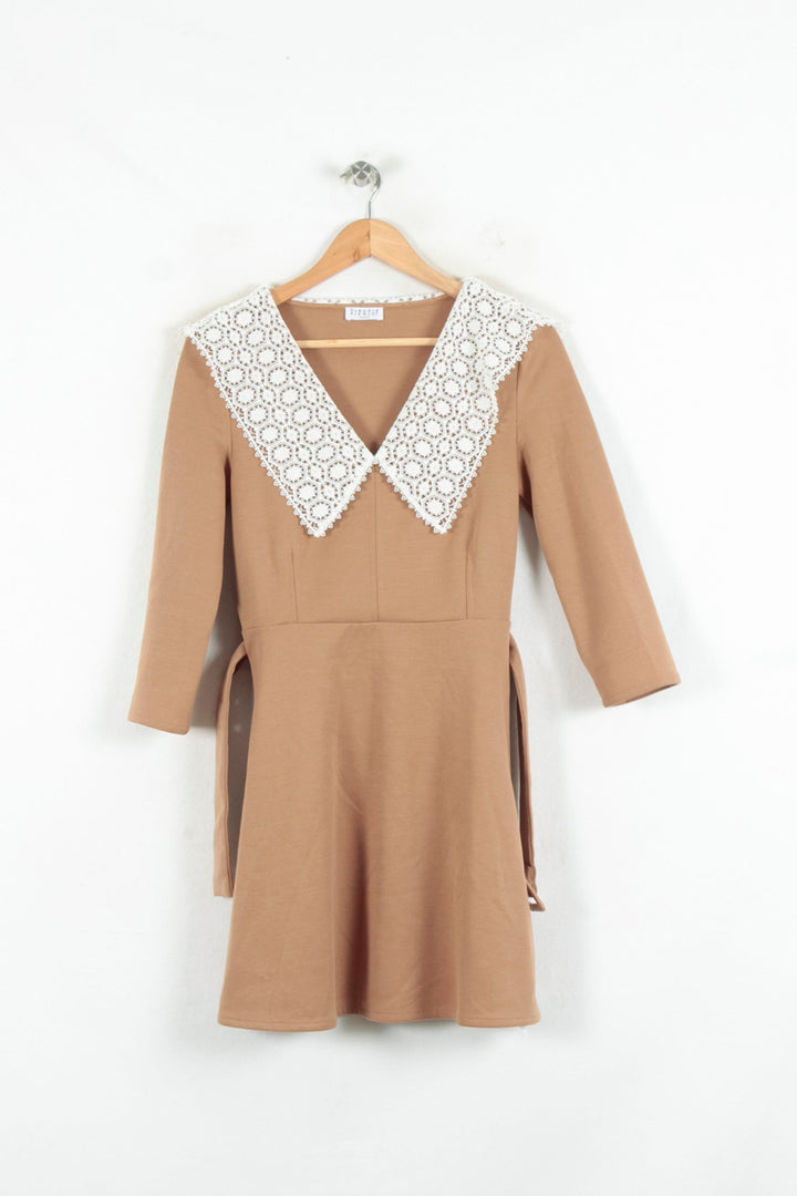 Robe Courte Beige et Blanche - Taille S/36 de la marque Claudie Pierlot | PARAD80572 - Vendu par Paradigme - Image 2