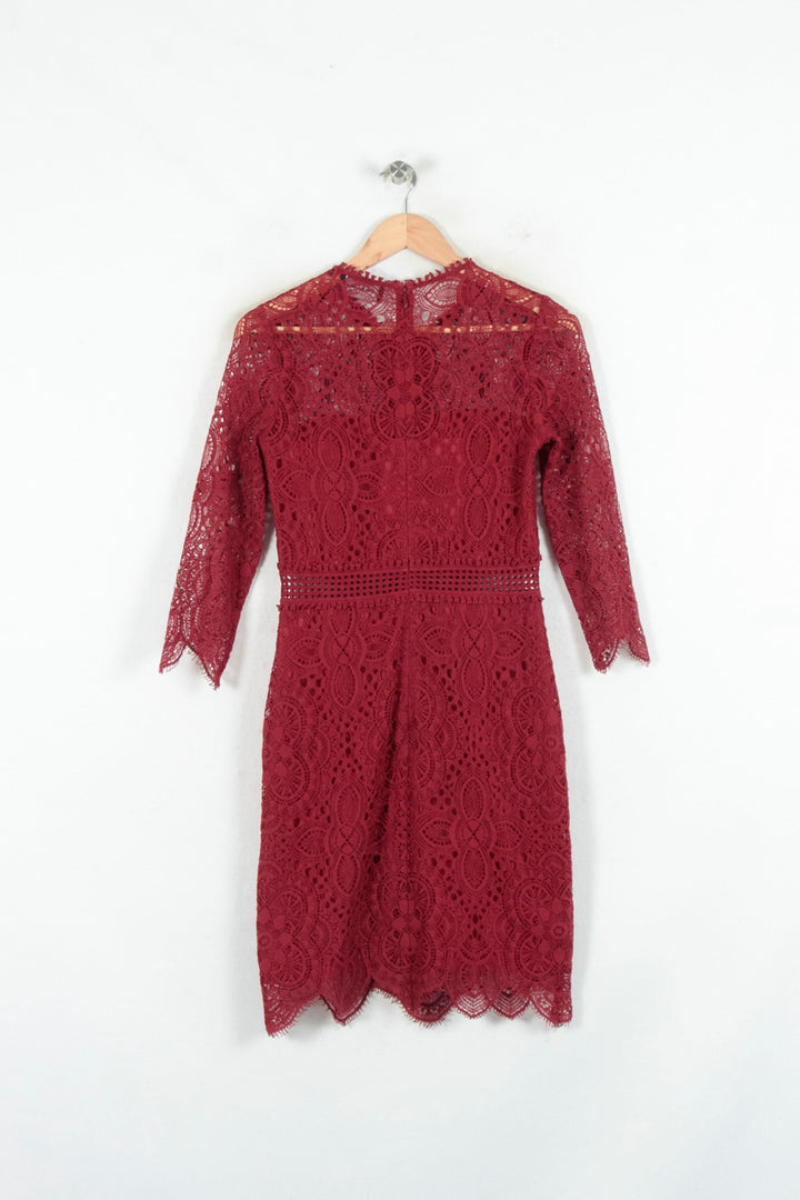 Robe En Dentelle Bordeaux - Taille XS/34 de la marque The Kooples | PARAD80573 - Vendu par Paradigme - Image 4