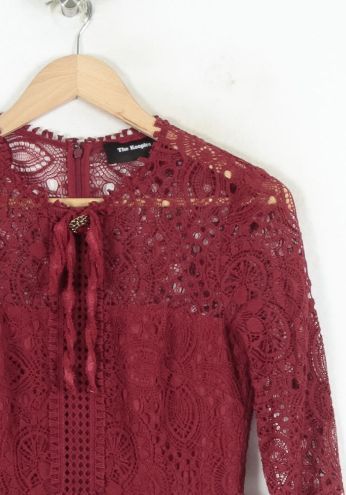 Robe En Dentelle Bordeaux - Taille XS/34 de la marque The Kooples | PARAD80573 - Vendu par Paradigme - Image 3