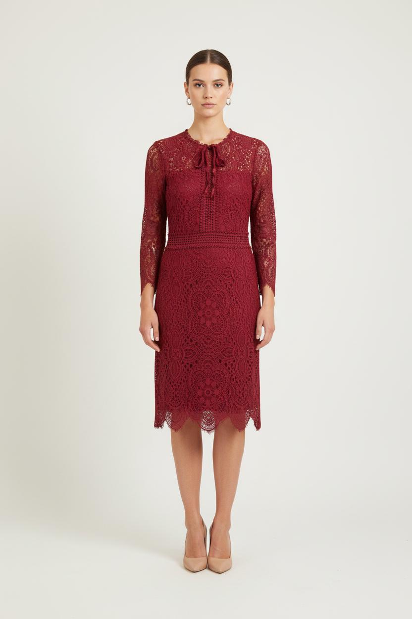 Robe En Dentelle Bordeaux - Taille XS/34 de la marque The Kooples | PARAD80573 - Vendu par Paradigme - Image 1