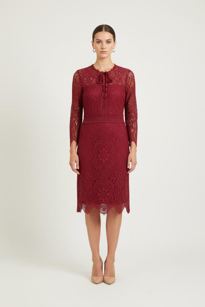 Robe En Dentelle Bordeaux - Taille XS/34 de la marque The Kooples | PARAD80573 - Vendu par Paradigme - Image 1