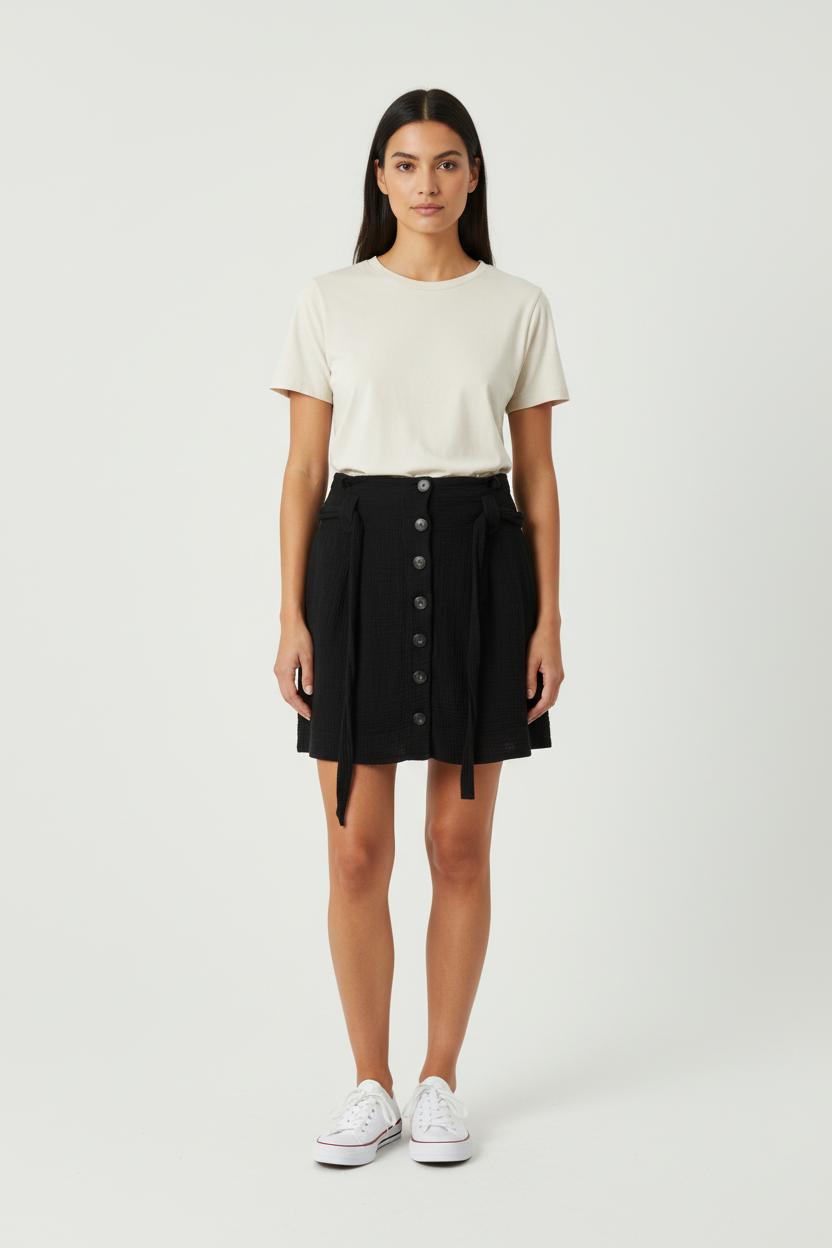 Jupe Boutonnée Noire - Taille L/40 de la marque Sézane | PARAD80577 - Vendu par Paradigme - Image 1