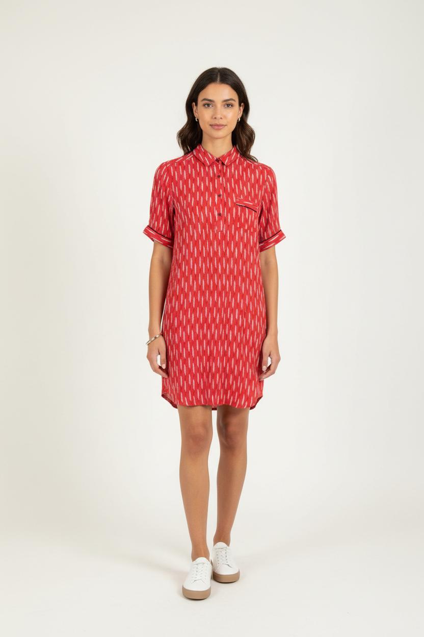Robe Chemise Rouge et Blanche - Taille S/36 de la marque La Française | PARAD80582 - Vendu par Paradigme - Image 1