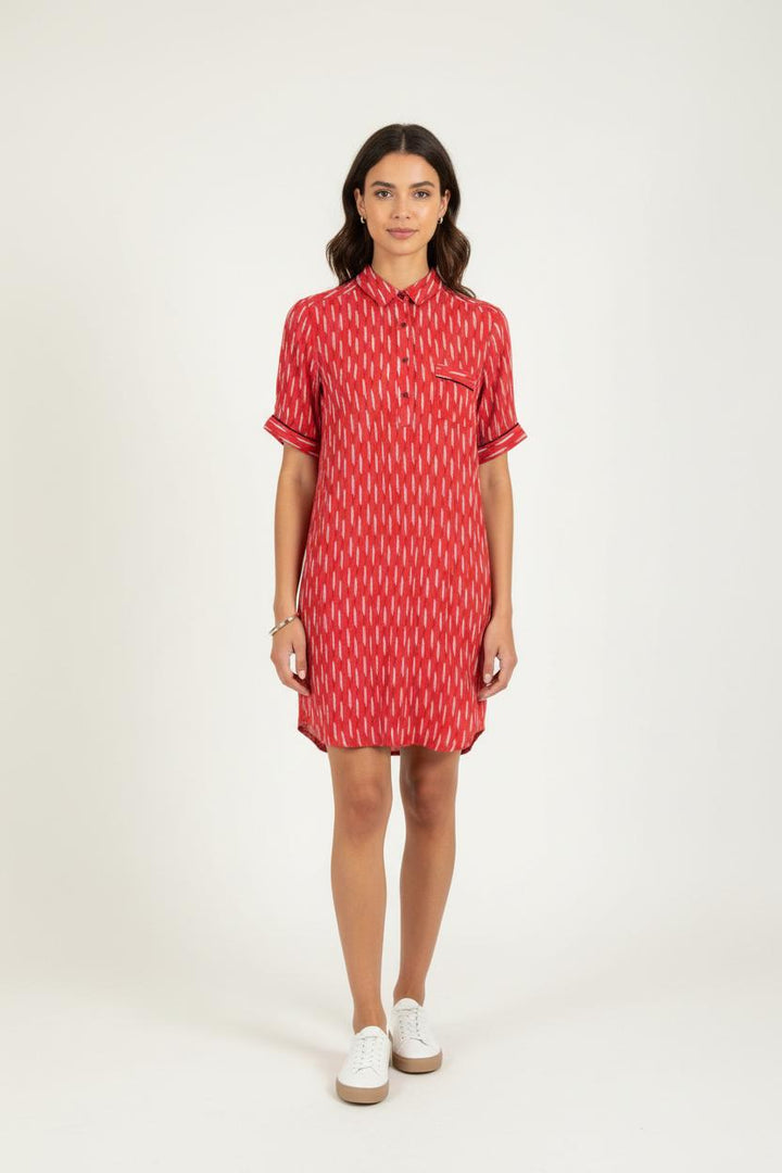 Robe Chemise Rouge et Blanche - Taille S/36 de la marque La Française | PARAD80582 - Vendu par Paradigme - Image 1